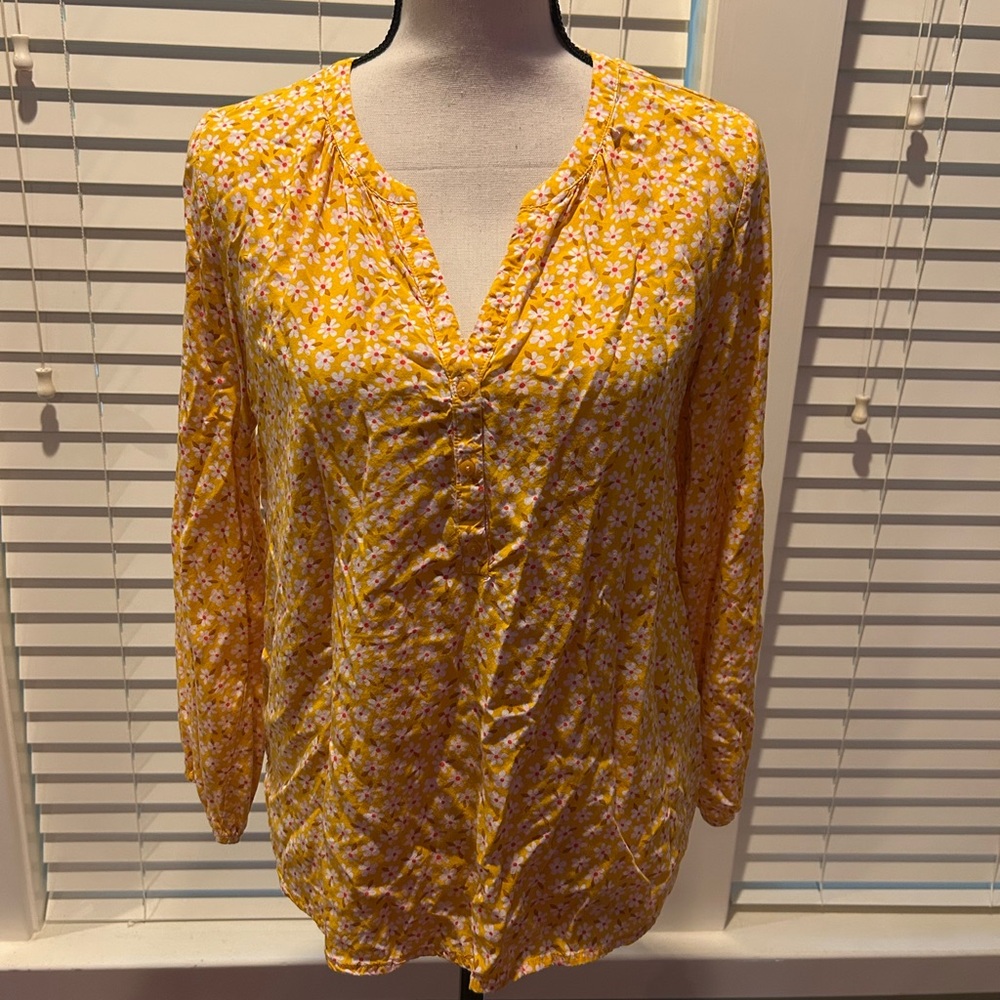Old Navy Cottagecore Ditsy daisy floral printed long sleeve popover tunic